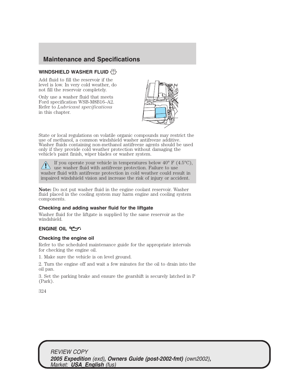 Maintenance and specifications | FORD 2005 Expedition v.1 User Manual | Page 324 / 368