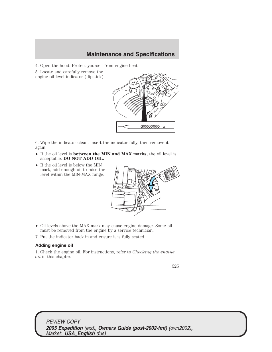 Maintenance and specifications | FORD 2005 Expedition v.1 User Manual | Page 325 / 368