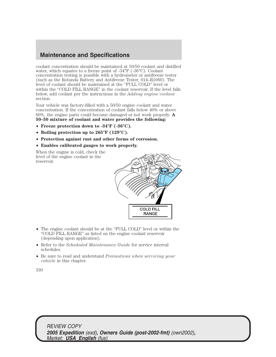 Maintenance and specifications | FORD 2005 Expedition v.1 User Manual | Page 330 / 368