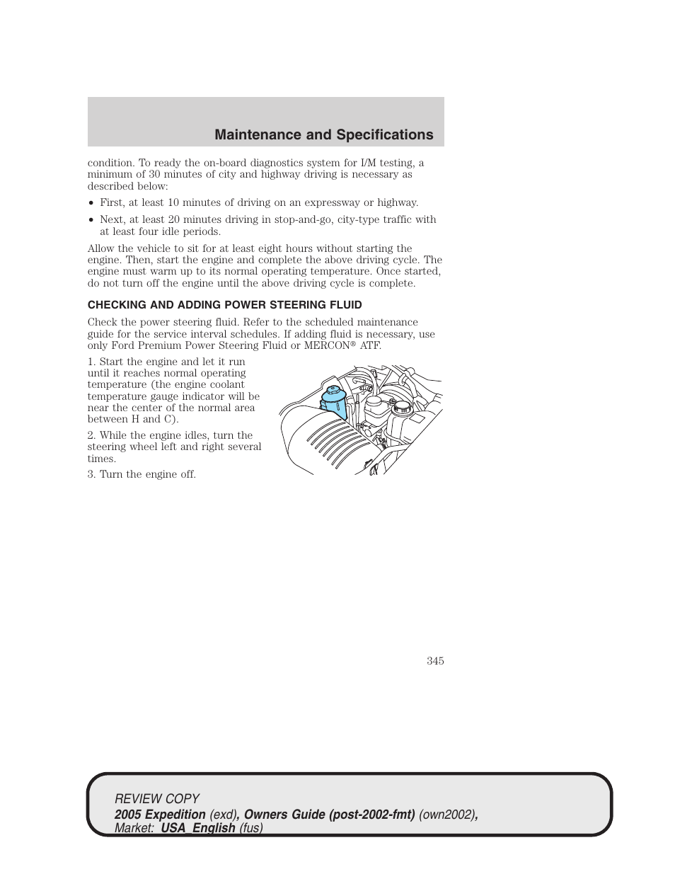 Maintenance and specifications | FORD 2005 Expedition v.1 User Manual | Page 345 / 368