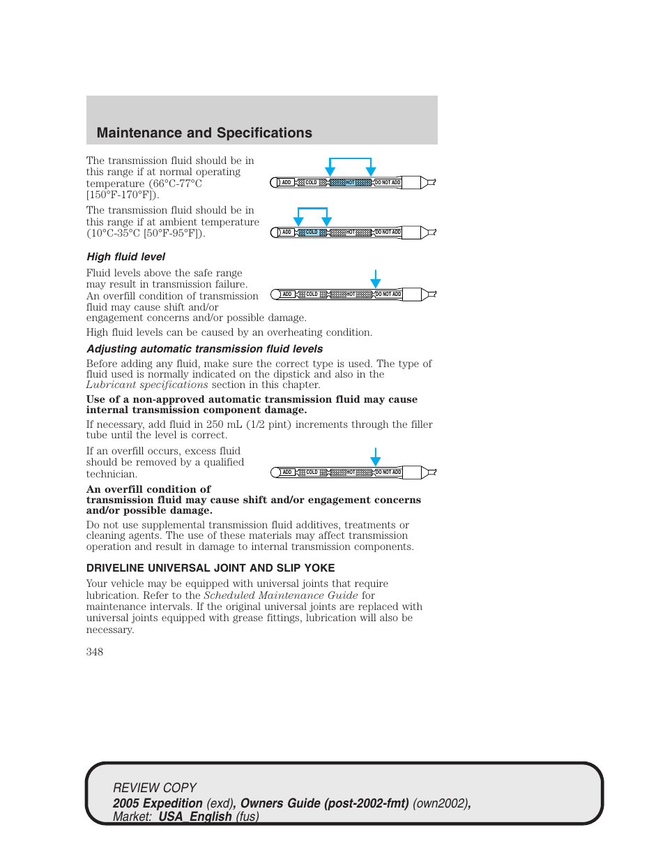 Maintenance and specifications | FORD 2005 Expedition v.1 User Manual | Page 348 / 368