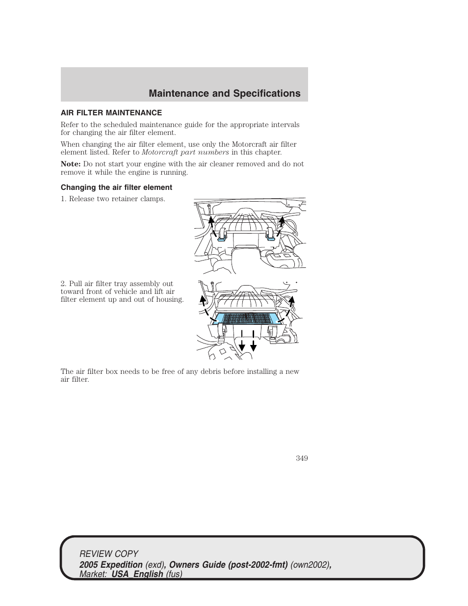 Maintenance and specifications | FORD 2005 Expedition v.1 User Manual | Page 349 / 368