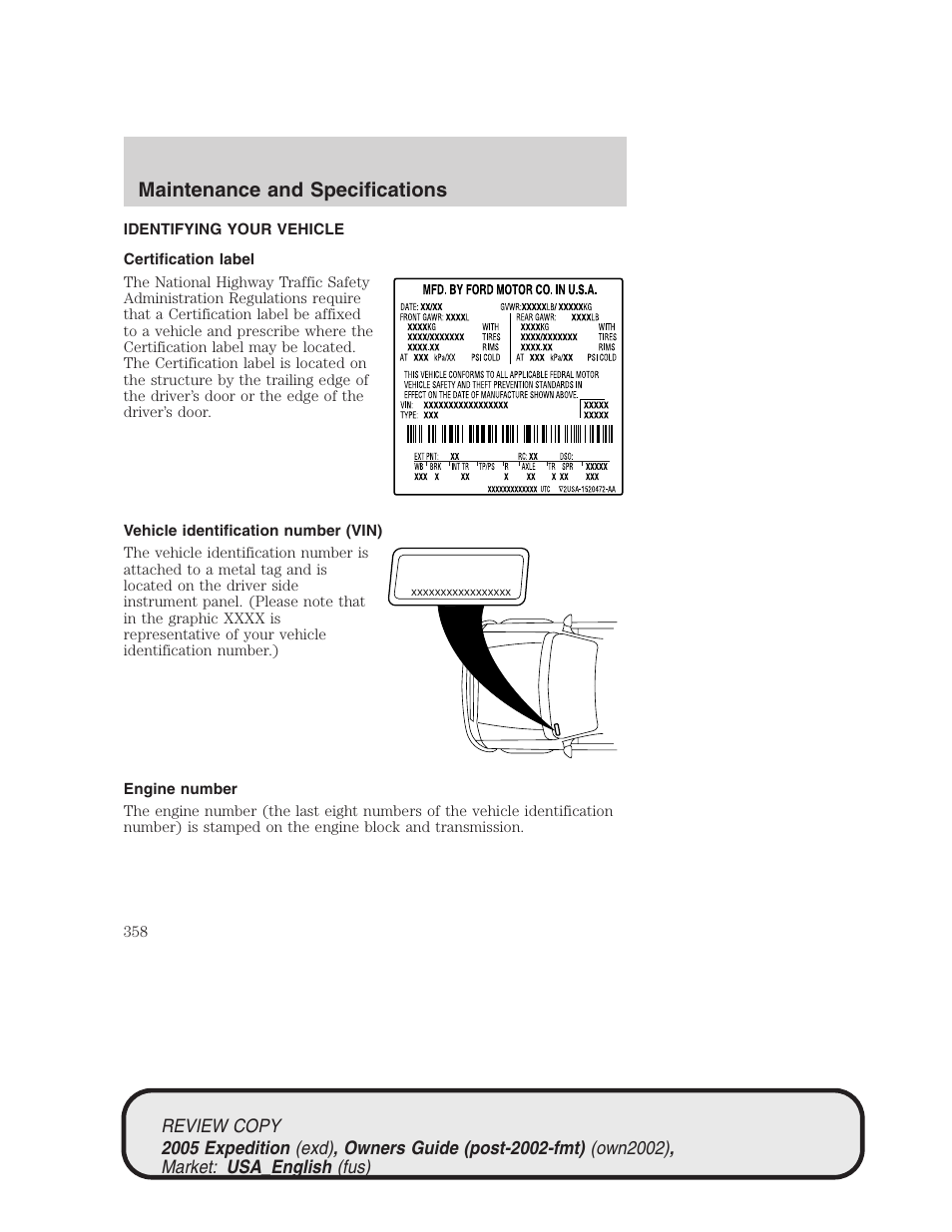 Maintenance and specifications | FORD 2005 Expedition v.1 User Manual | Page 358 / 368
