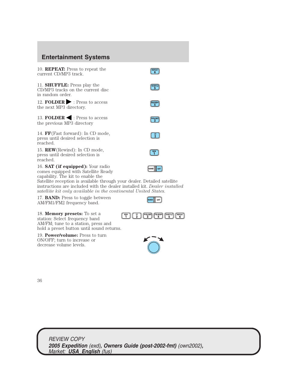 Entertainment systems | FORD 2005 Expedition v.1 User Manual | Page 36 / 368