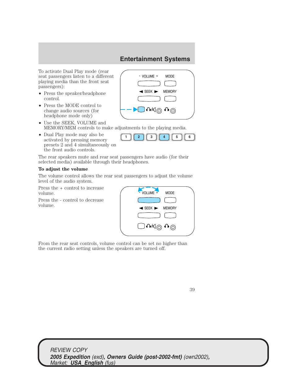 Entertainment systems | FORD 2005 Expedition v.1 User Manual | Page 39 / 368