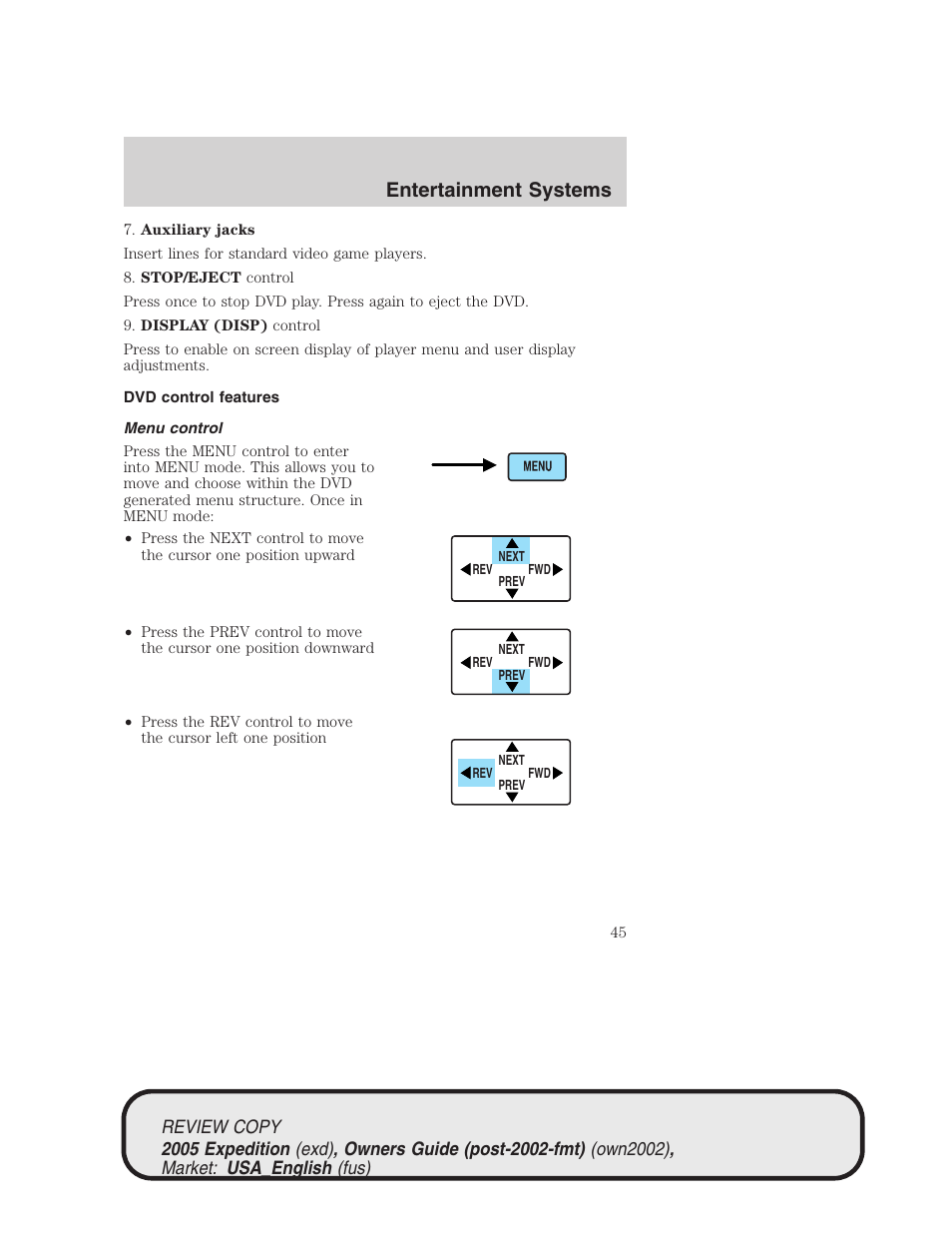 Entertainment systems | FORD 2005 Expedition v.1 User Manual | Page 45 / 368