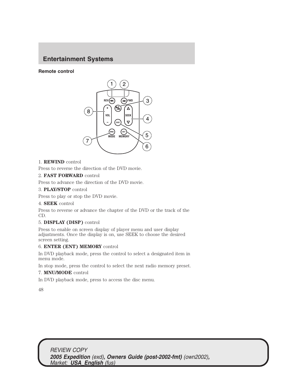 Entertainment systems | FORD 2005 Expedition v.1 User Manual | Page 48 / 368