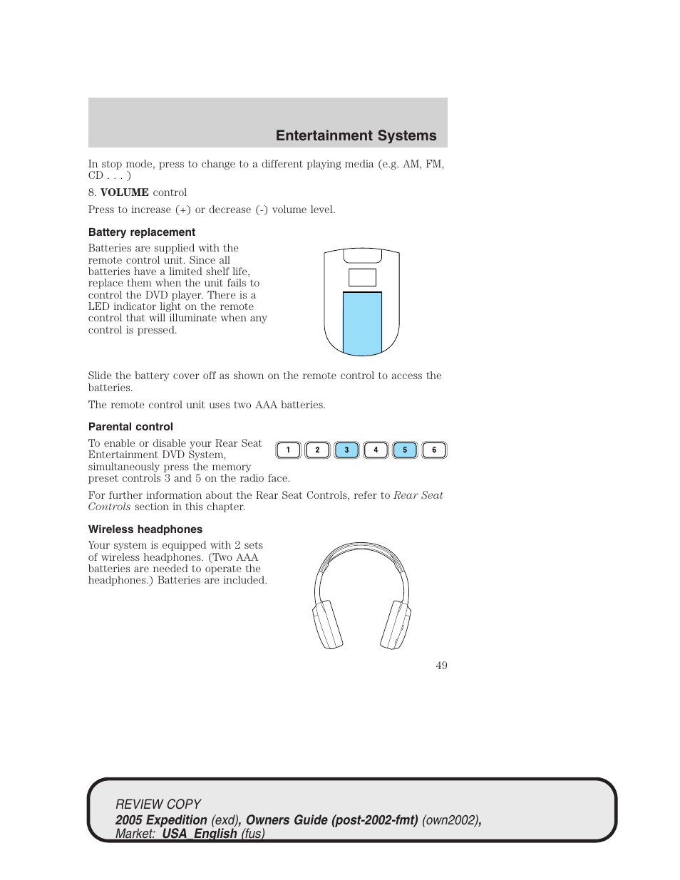 Entertainment systems | FORD 2005 Expedition v.1 User Manual | Page 49 / 368