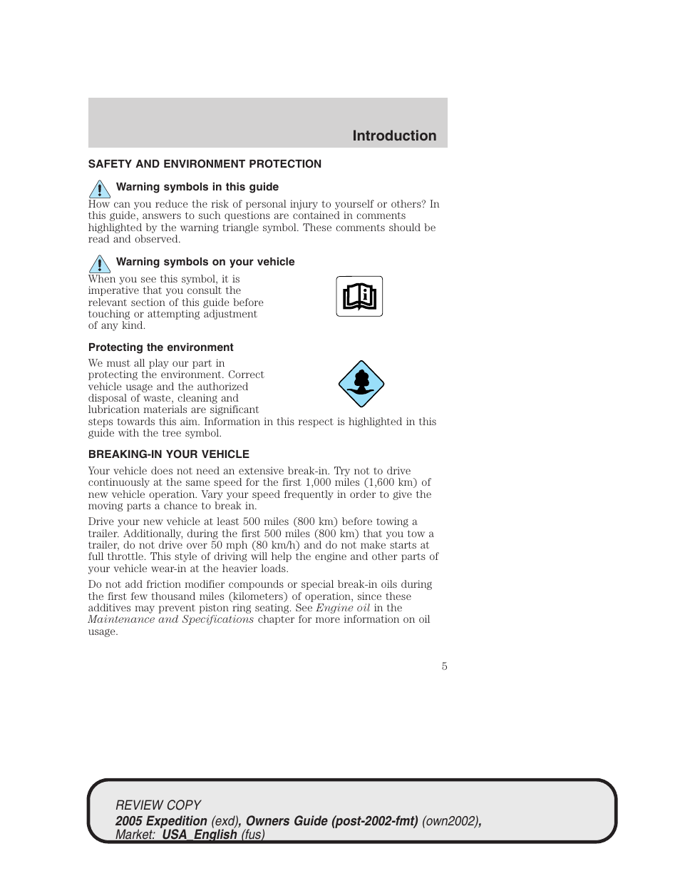 Introduction | FORD 2005 Expedition v.1 User Manual | Page 5 / 368