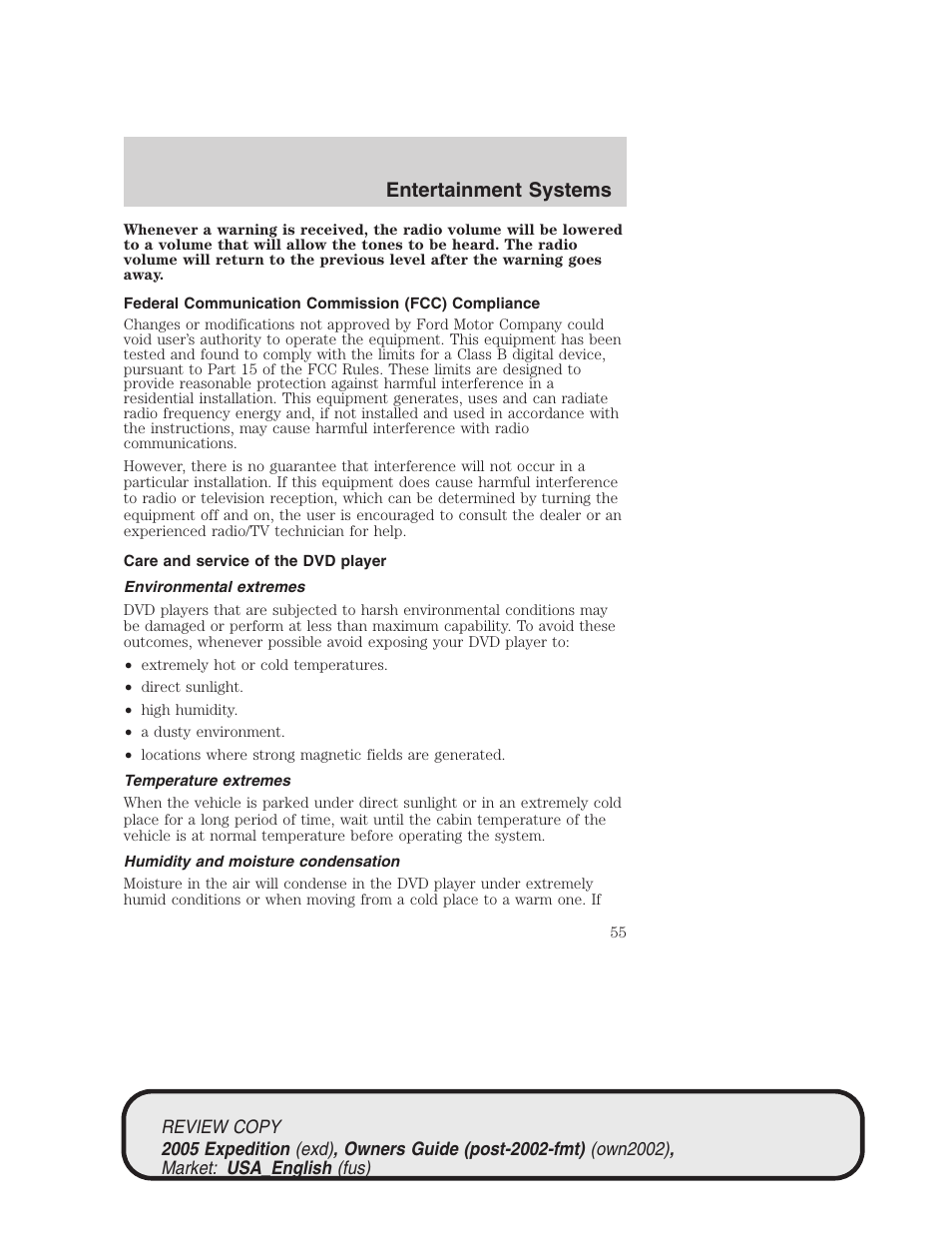Entertainment systems | FORD 2005 Expedition v.1 User Manual | Page 55 / 368