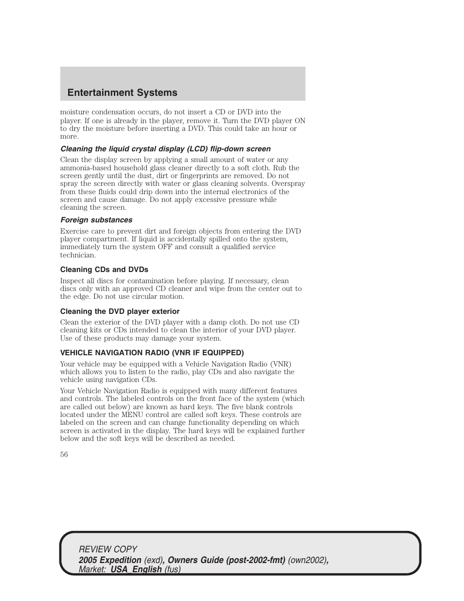 Entertainment systems | FORD 2005 Expedition v.1 User Manual | Page 56 / 368