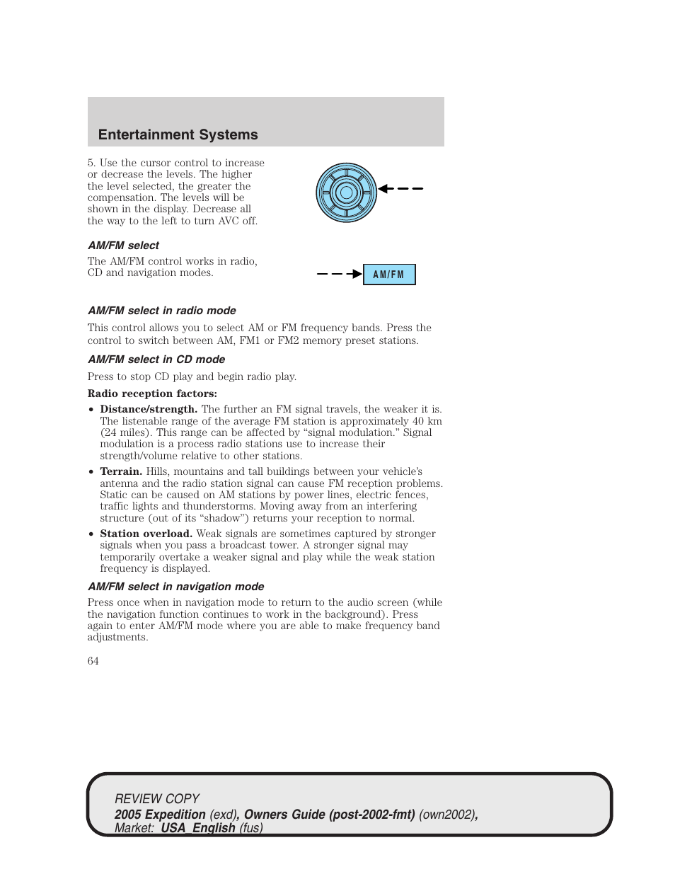 Entertainment systems | FORD 2005 Expedition v.1 User Manual | Page 64 / 368