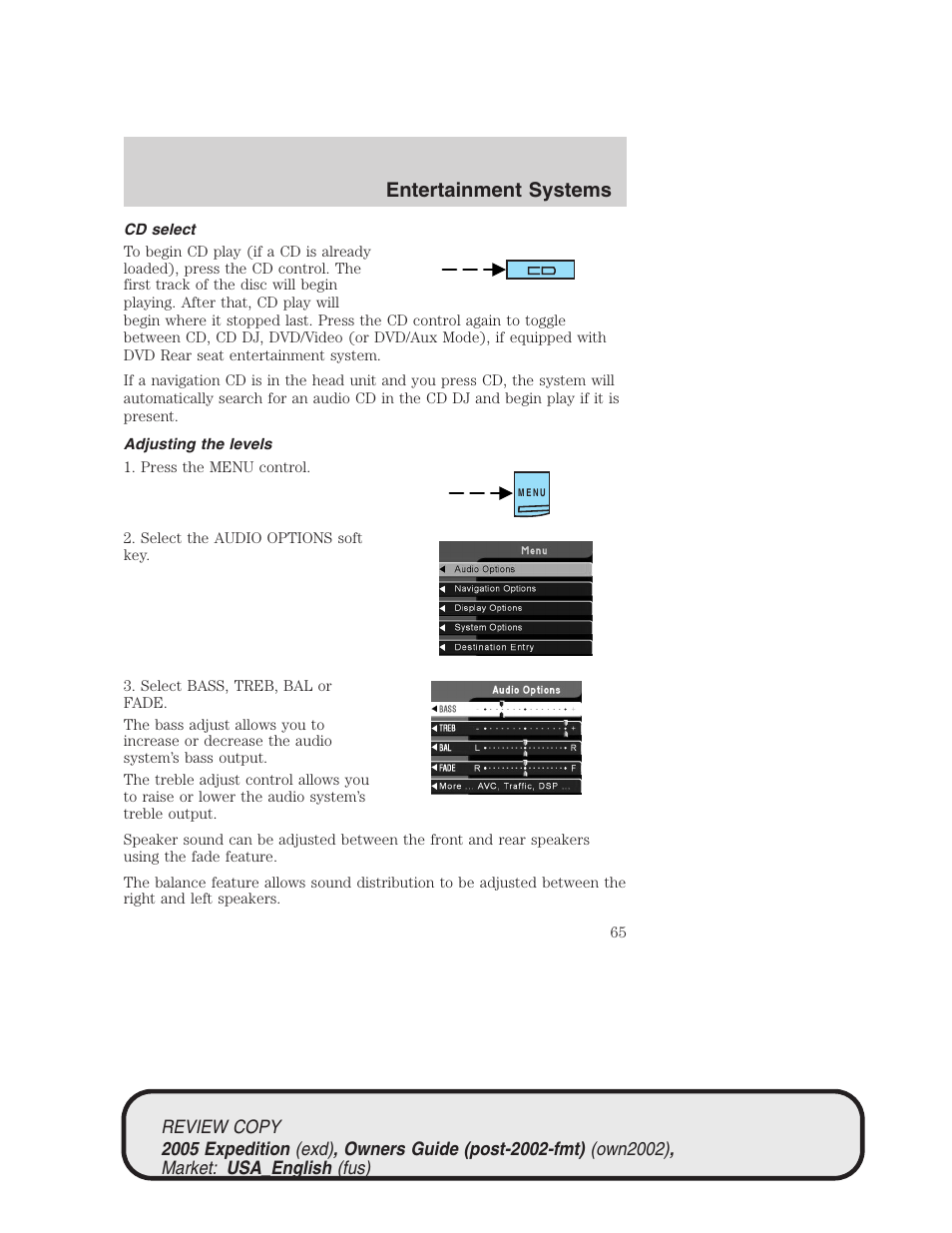 Entertainment systems | FORD 2005 Expedition v.1 User Manual | Page 65 / 368