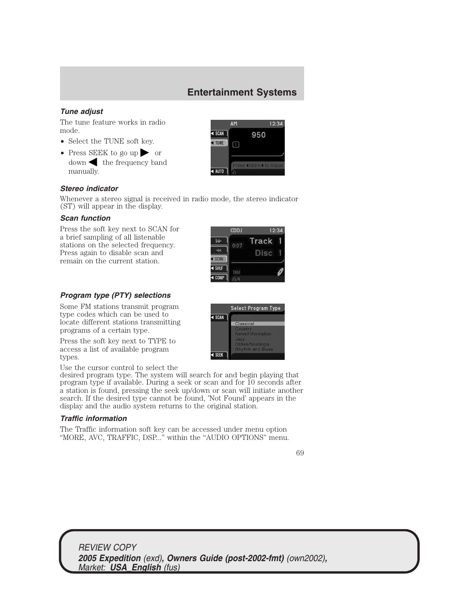 Entertainment systems | FORD 2005 Expedition v.1 User Manual | Page 69 / 368