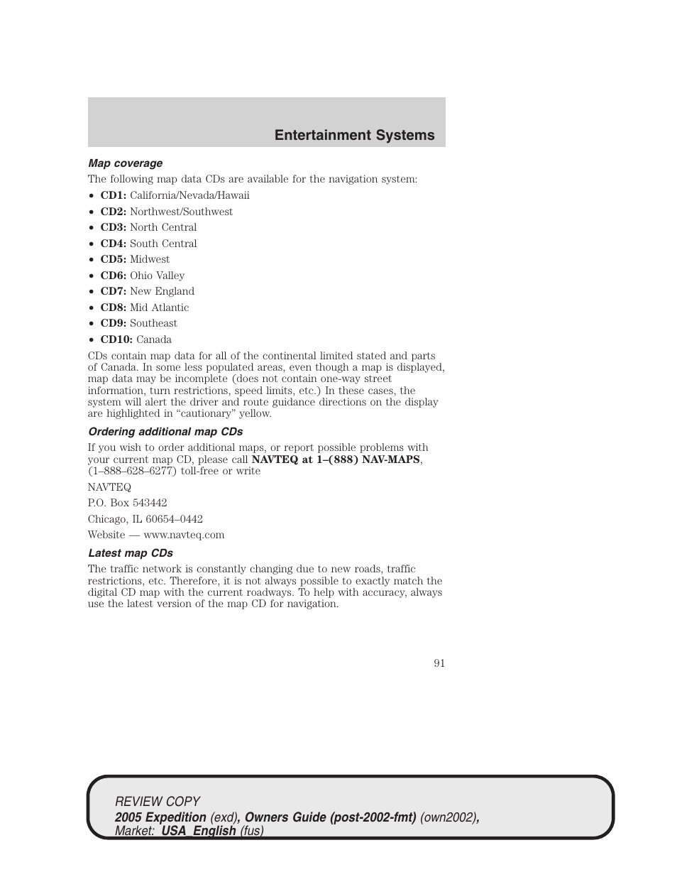 Entertainment systems | FORD 2005 Expedition v.1 User Manual | Page 91 / 368