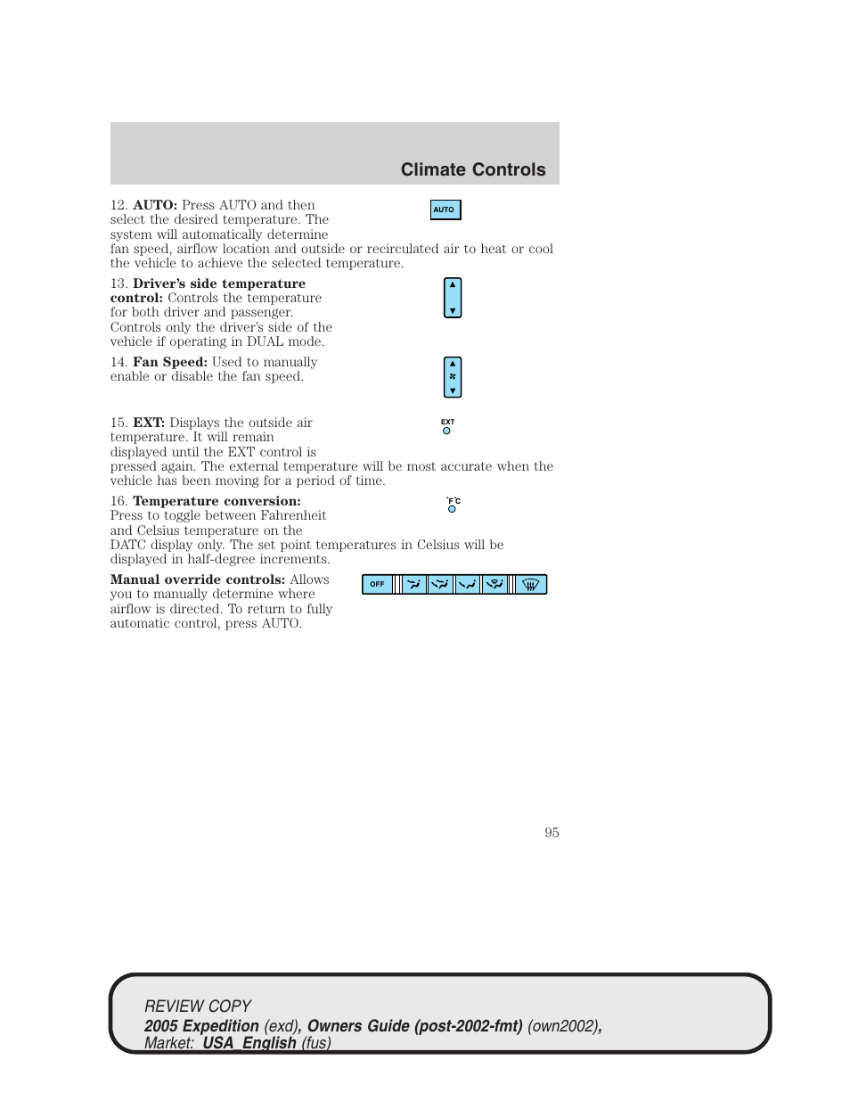 Climate controls | FORD 2005 Expedition v.1 User Manual | Page 95 / 368