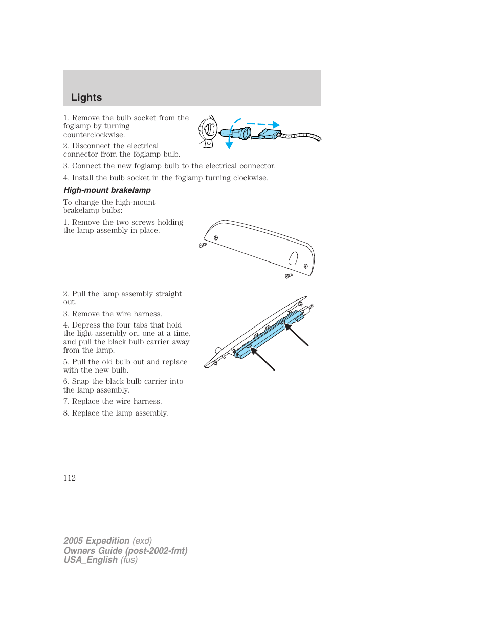 High-mount brakelamp, Lights | FORD 2005 Expedition v.2 User Manual | Page 112 / 376