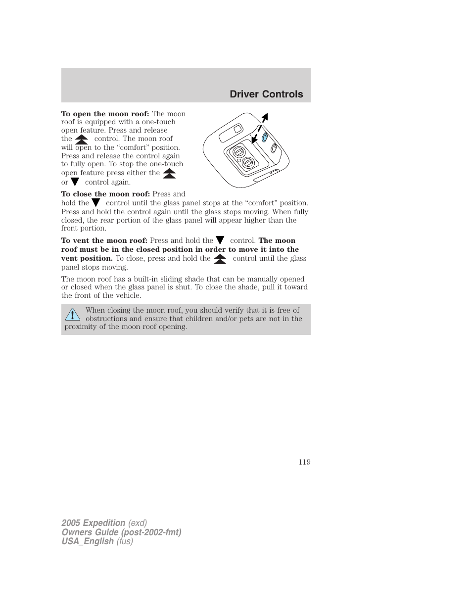 Driver controls | FORD 2005 Expedition v.2 User Manual | Page 119 / 376