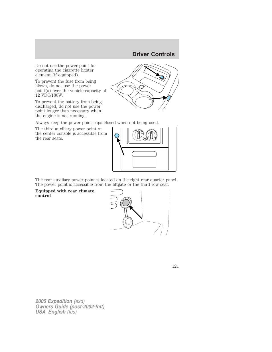 Driver controls | FORD 2005 Expedition v.2 User Manual | Page 121 / 376