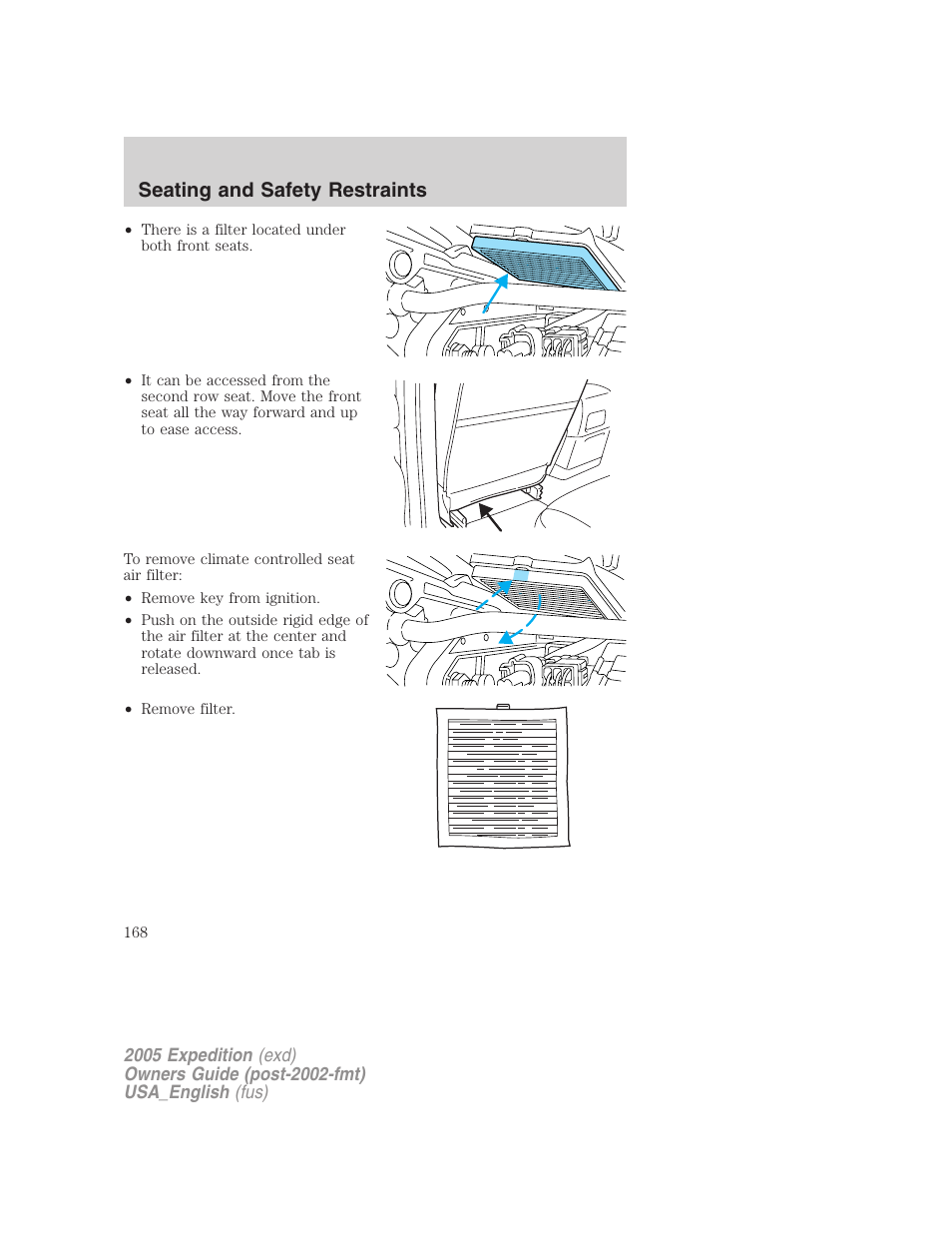 Seating and safety restraints | FORD 2005 Expedition v.2 User Manual | Page 168 / 376