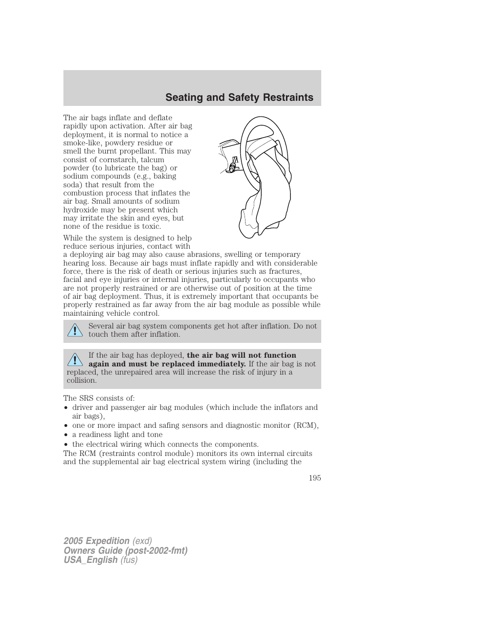 Seating and safety restraints | FORD 2005 Expedition v.2 User Manual | Page 195 / 376