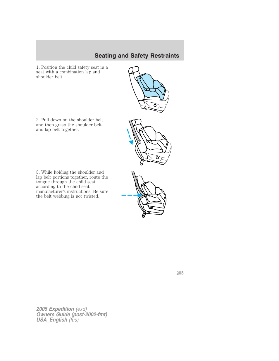 Seating and safety restraints | FORD 2005 Expedition v.2 User Manual | Page 205 / 376
