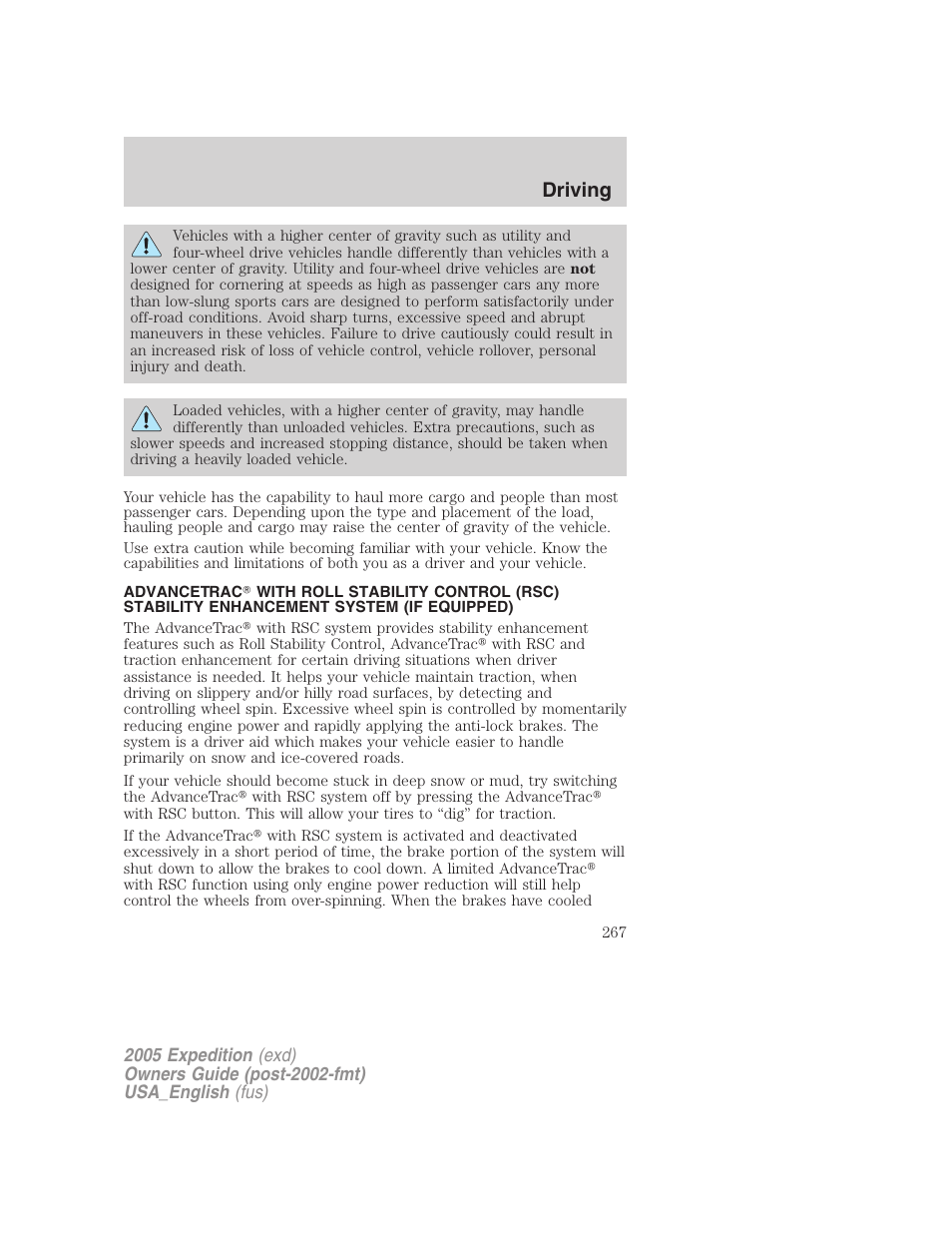 Driving | FORD 2005 Expedition v.2 User Manual | Page 267 / 376