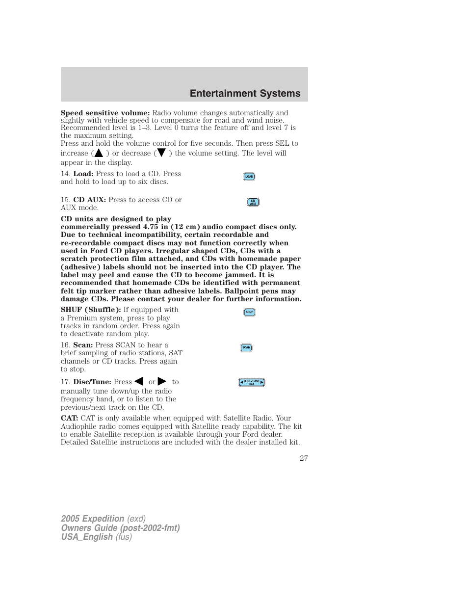 Entertainment systems | FORD 2005 Expedition v.2 User Manual | Page 27 / 376