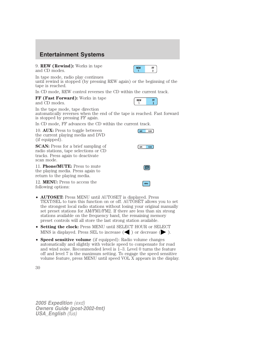 Entertainment systems | FORD 2005 Expedition v.2 User Manual | Page 30 / 376