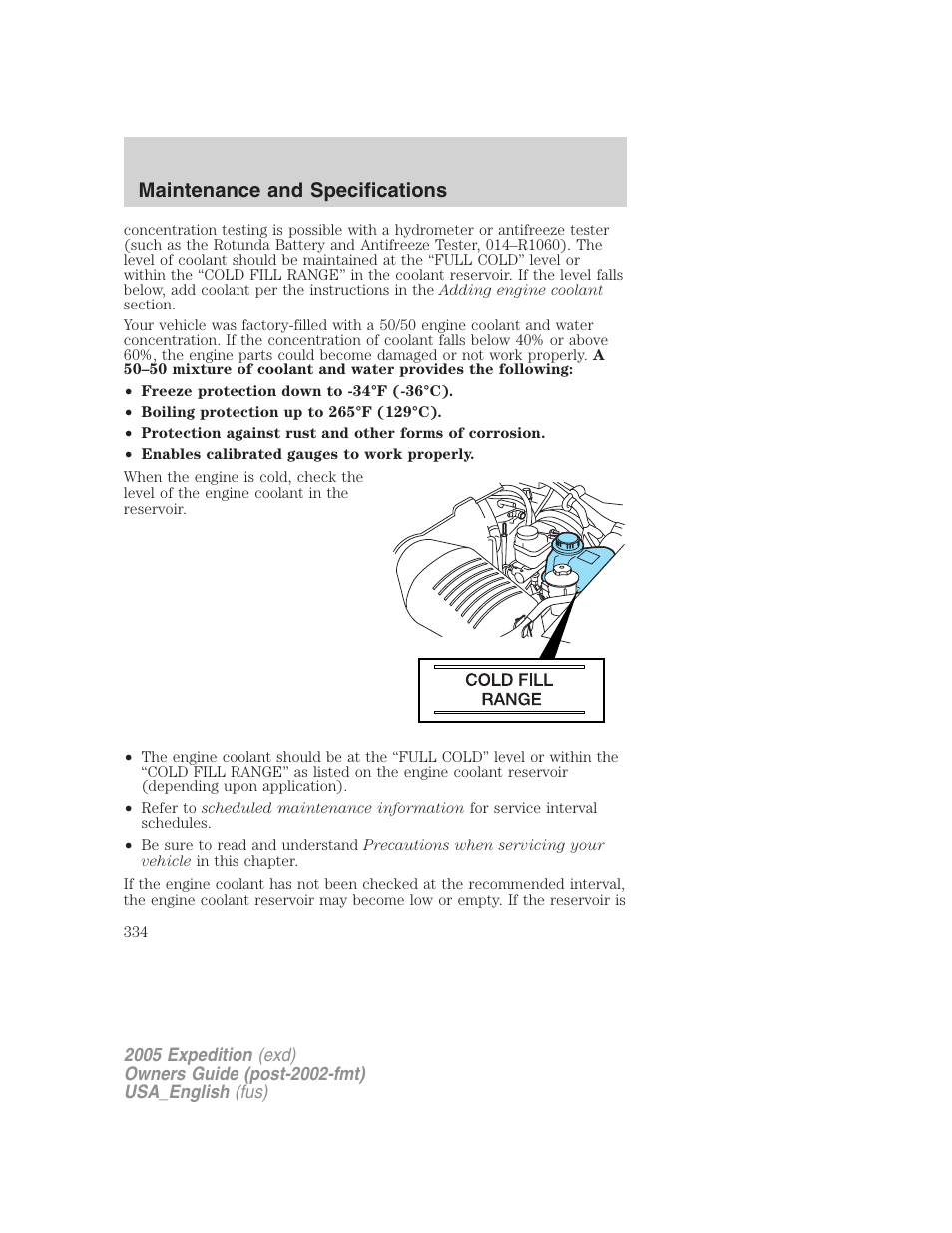 Maintenance and specifications | FORD 2005 Expedition v.2 User Manual | Page 334 / 376