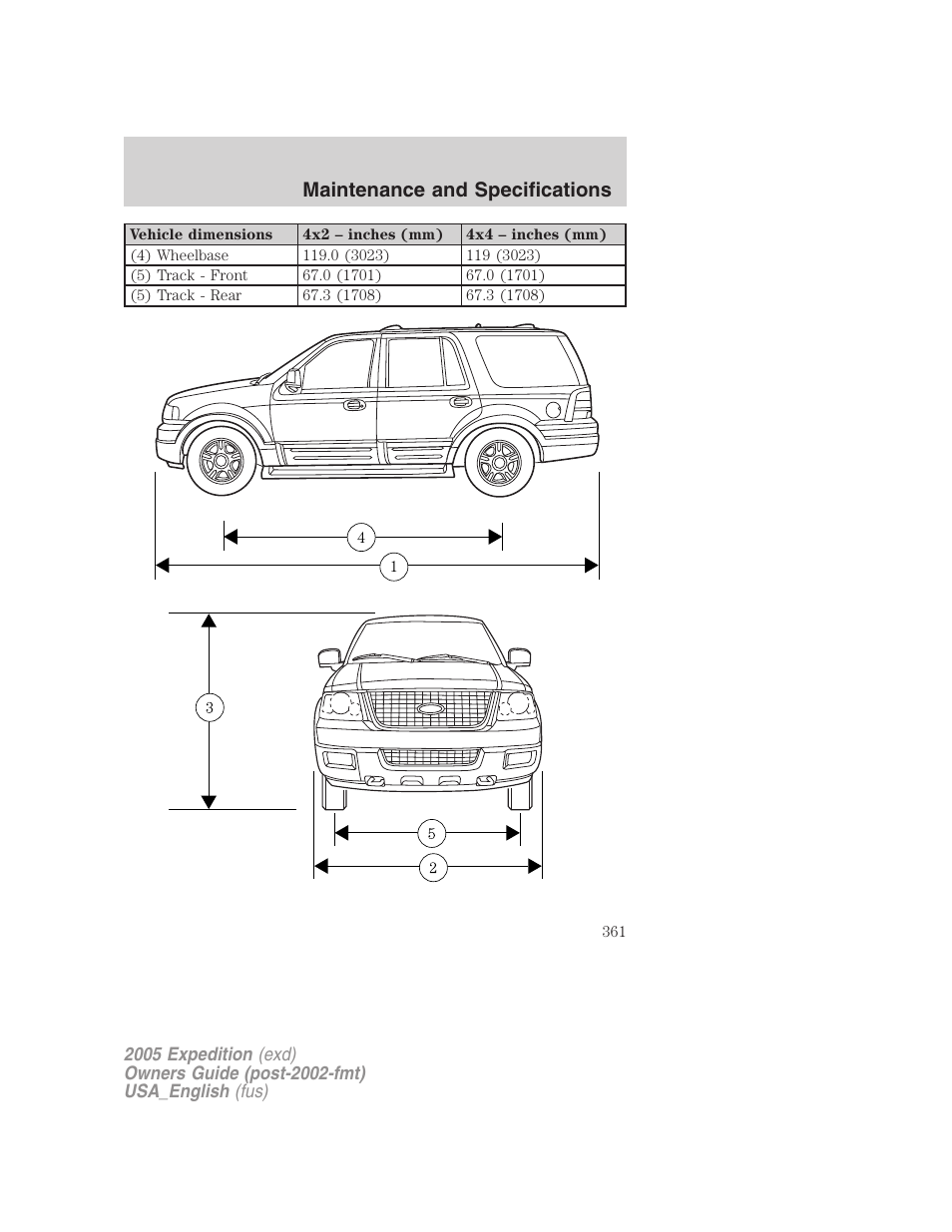 Maintenance and specifications | FORD 2005 Expedition v.2 User Manual | Page 361 / 376