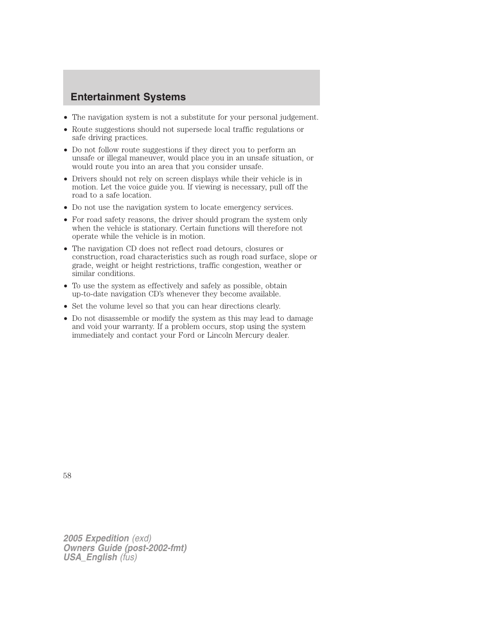 Entertainment systems | FORD 2005 Expedition v.2 User Manual | Page 58 / 376