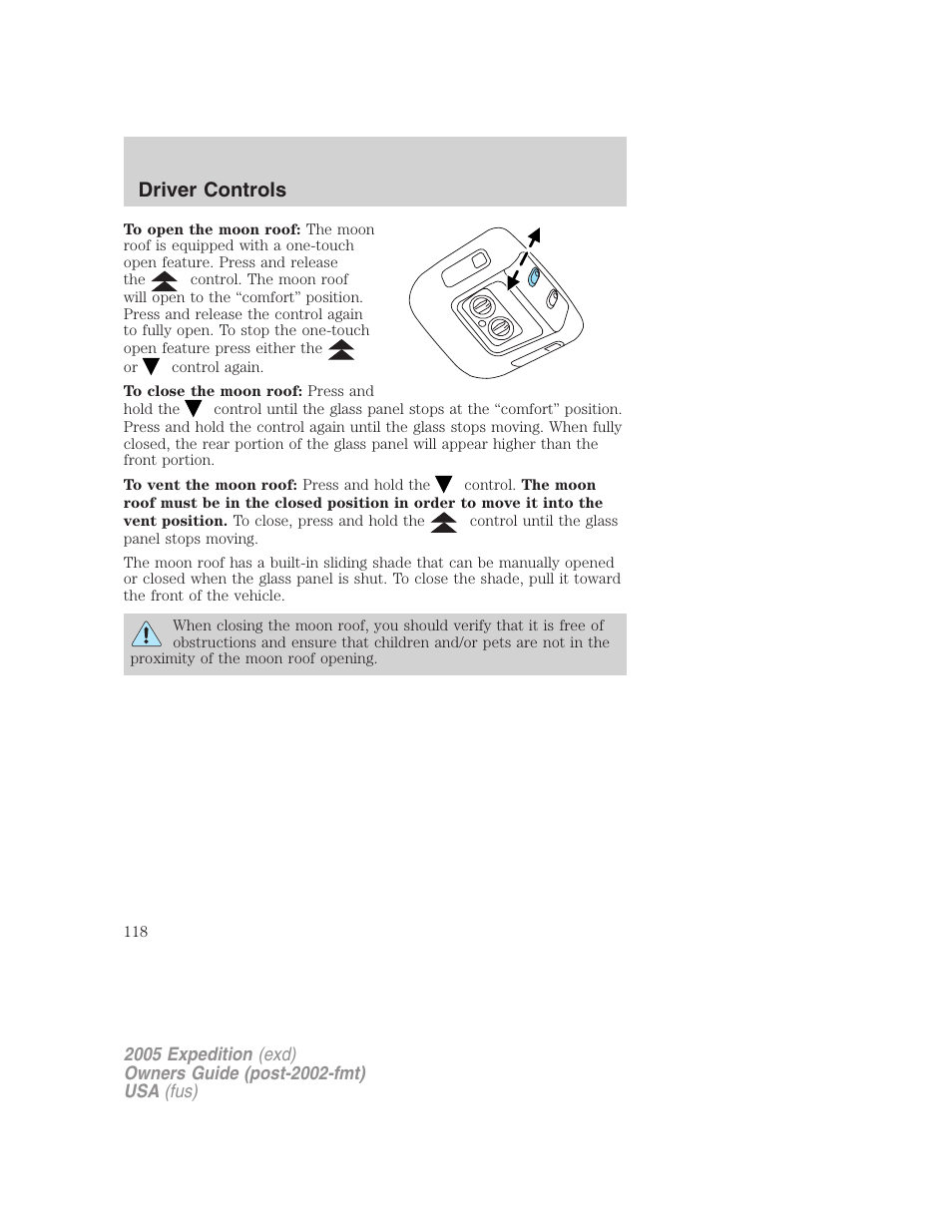 Driver controls | FORD 2005 Expedition v.3 User Manual | Page 118 / 376