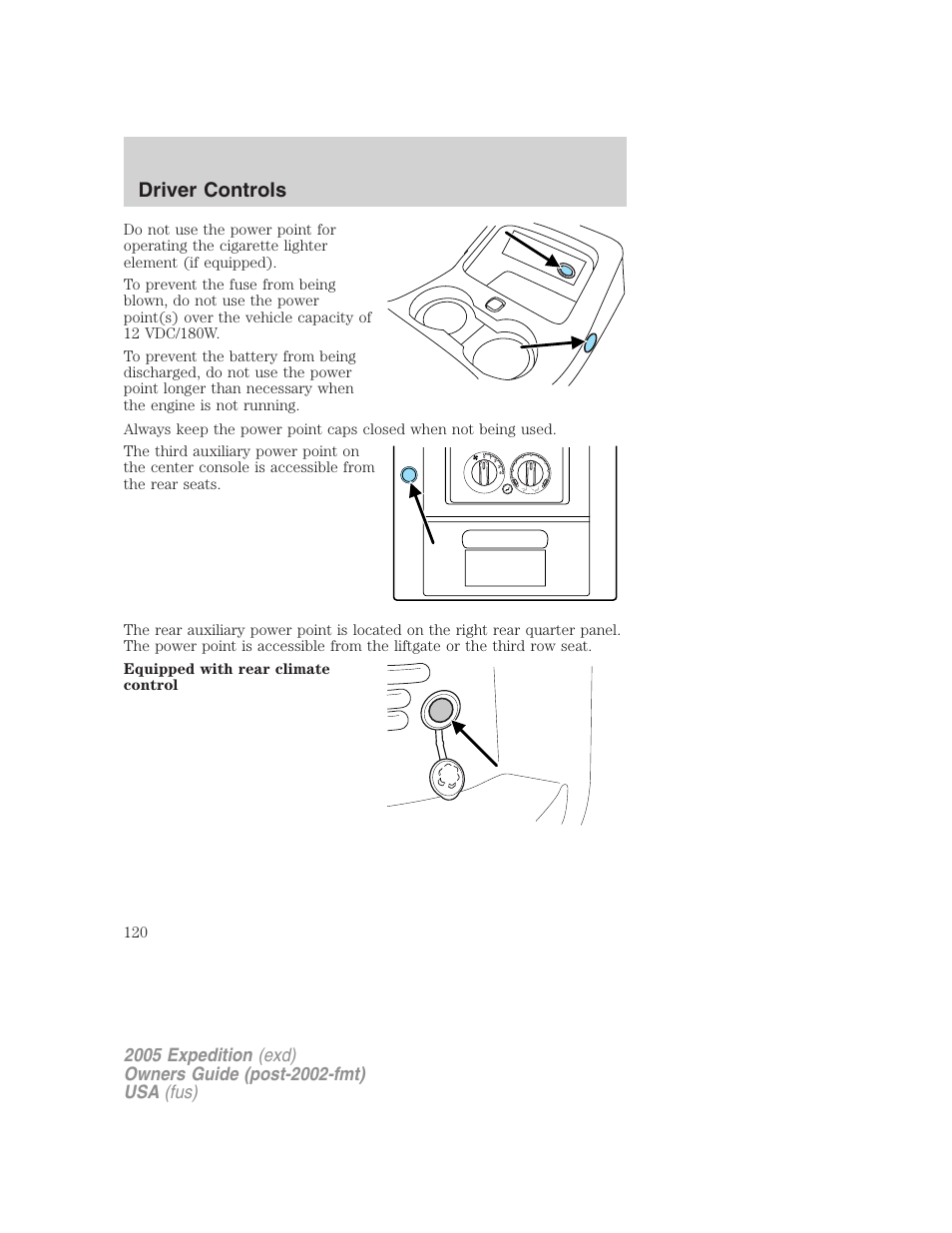Driver controls | FORD 2005 Expedition v.3 User Manual | Page 120 / 376