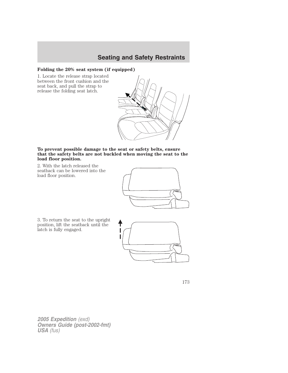 Seating and safety restraints | FORD 2005 Expedition v.3 User Manual | Page 173 / 376