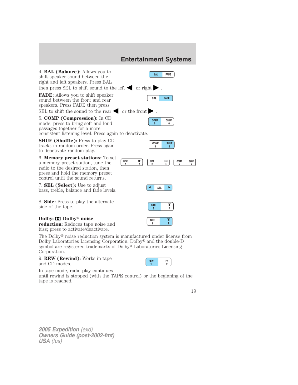 Entertainment systems | FORD 2005 Expedition v.3 User Manual | Page 19 / 376