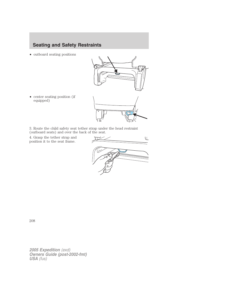 Seating and safety restraints | FORD 2005 Expedition v.3 User Manual | Page 208 / 376