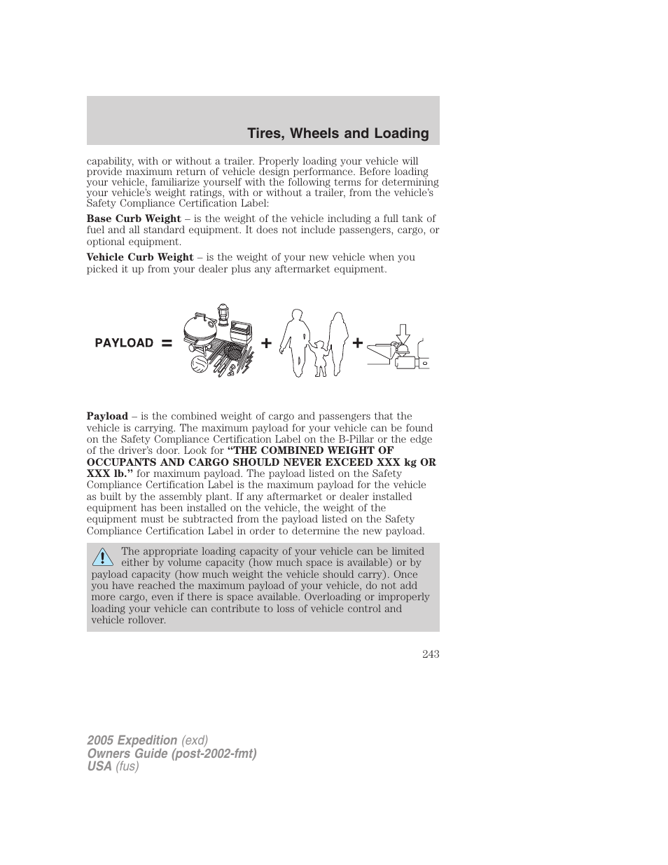 Tires, wheels and loading | FORD 2005 Expedition v.3 User Manual | Page 243 / 376