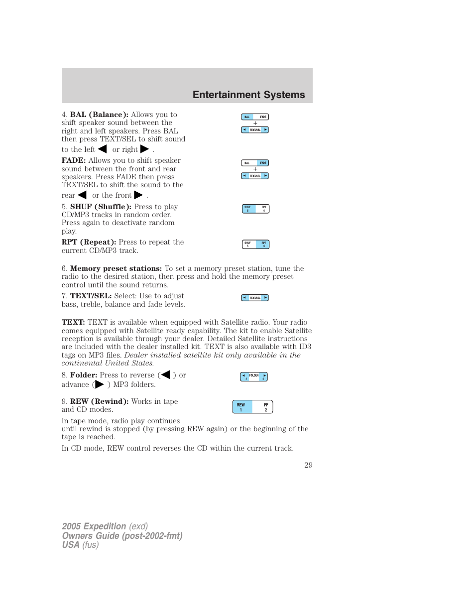Entertainment systems | FORD 2005 Expedition v.3 User Manual | Page 29 / 376