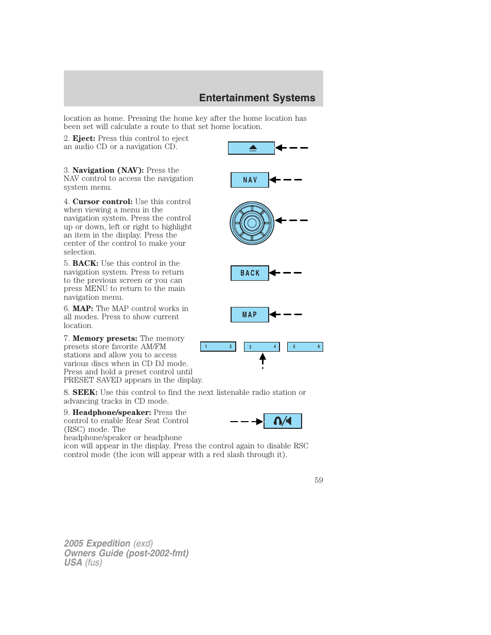 Entertainment systems | FORD 2005 Expedition v.3 User Manual | Page 59 / 376