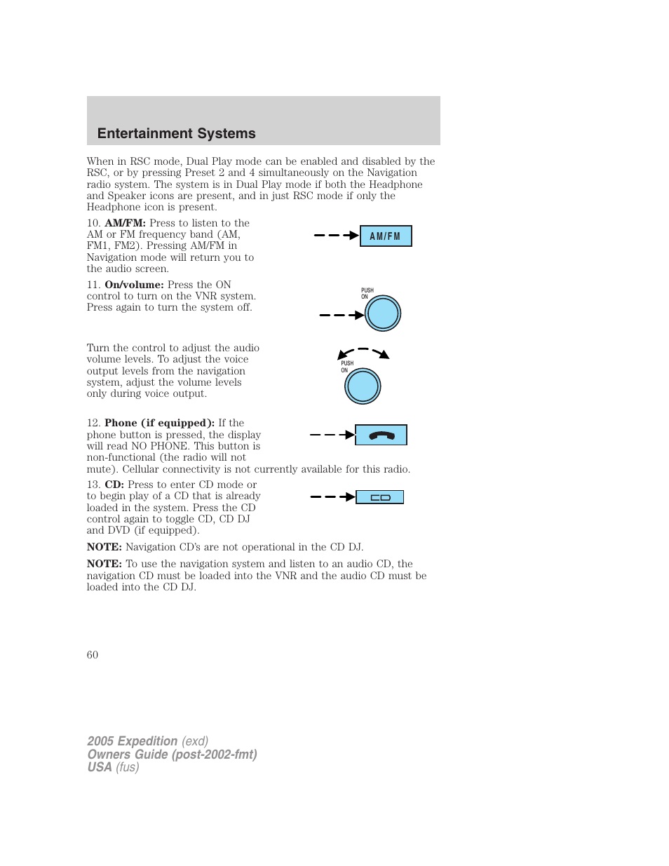 Entertainment systems | FORD 2005 Expedition v.3 User Manual | Page 60 / 376