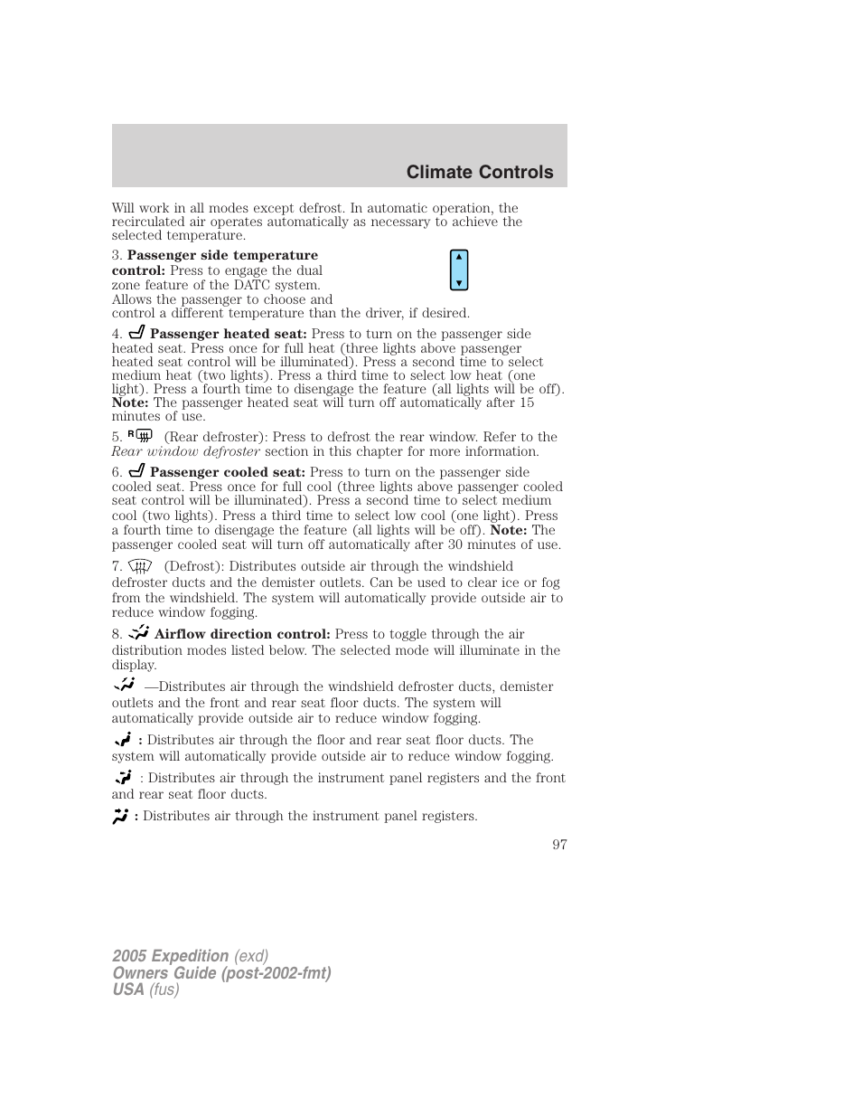 Climate controls | FORD 2005 Expedition v.3 User Manual | Page 97 / 376