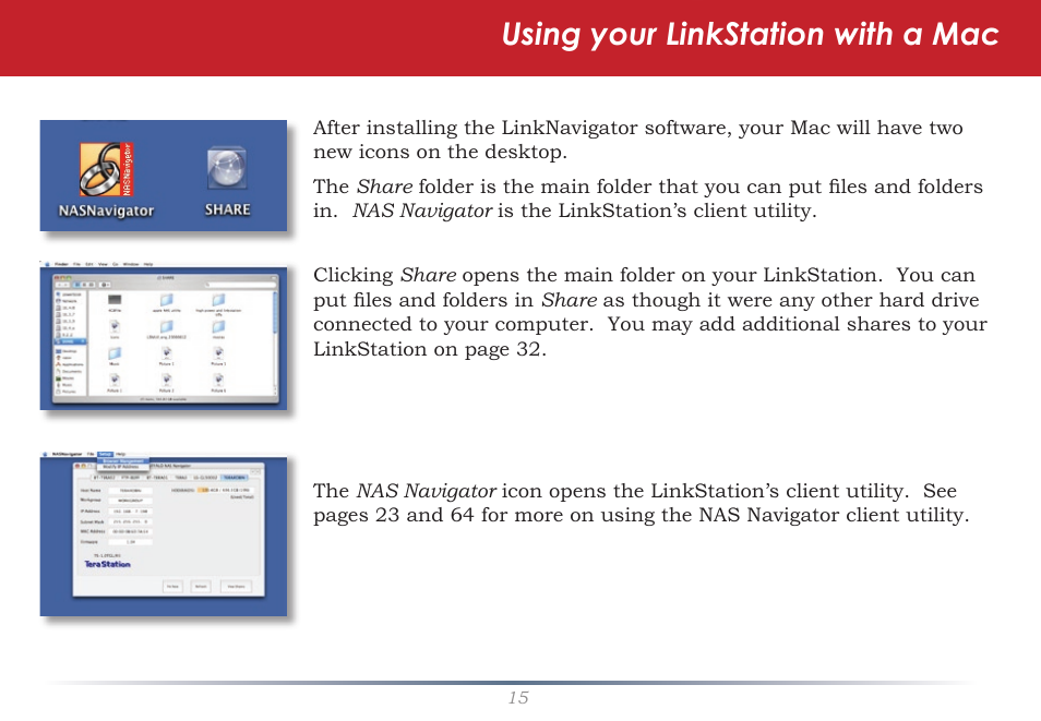 Using your linkstation with a mac | Buffalo Technology LinkStation Live Shared Network Storage User Manual | Page 15 / 76