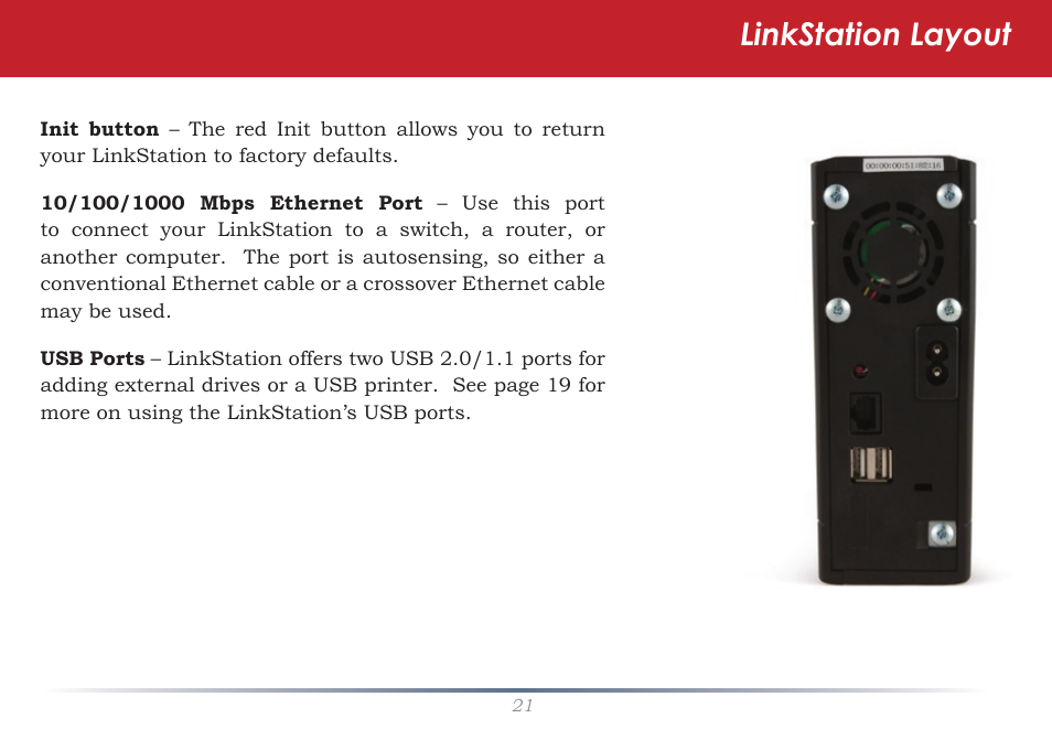 Linkstation layout | Buffalo Technology LinkStation Live Shared Network Storage User Manual | Page 21 / 76