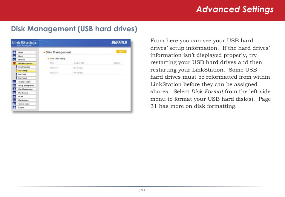 Advanced settings | Buffalo Technology LinkStation Live Shared Network Storage User Manual | Page 29 / 76