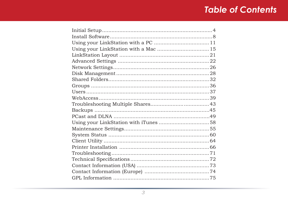 Buffalo Technology LinkStation Live Shared Network Storage User Manual | Page 3 / 76