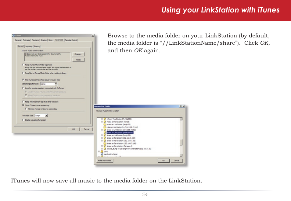 Using your linkstation with itunes | Buffalo Technology LinkStation Live Shared Network Storage User Manual | Page 54 / 76