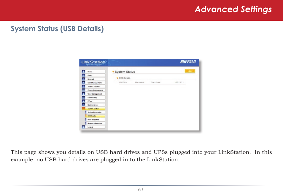 Advanced settings | Buffalo Technology LinkStation Live Shared Network Storage User Manual | Page 61 / 76