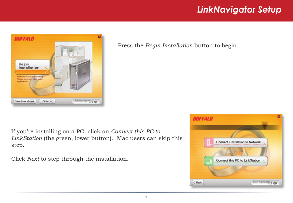 Linknavigator setup | Buffalo Technology LinkStation Live Shared Network Storage User Manual | Page 9 / 76