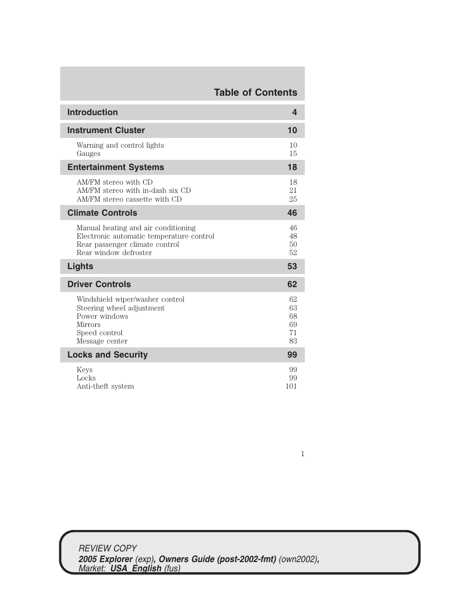 FORD 2005 Explorer v.1 User Manual | 320 pages